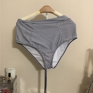 Black and White Striped Bikini SET